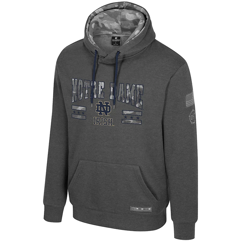 Men's Colosseum  Heather Charcoal Notre Dame Fighting Irish Operation Hat Trick Squad Hoodie
