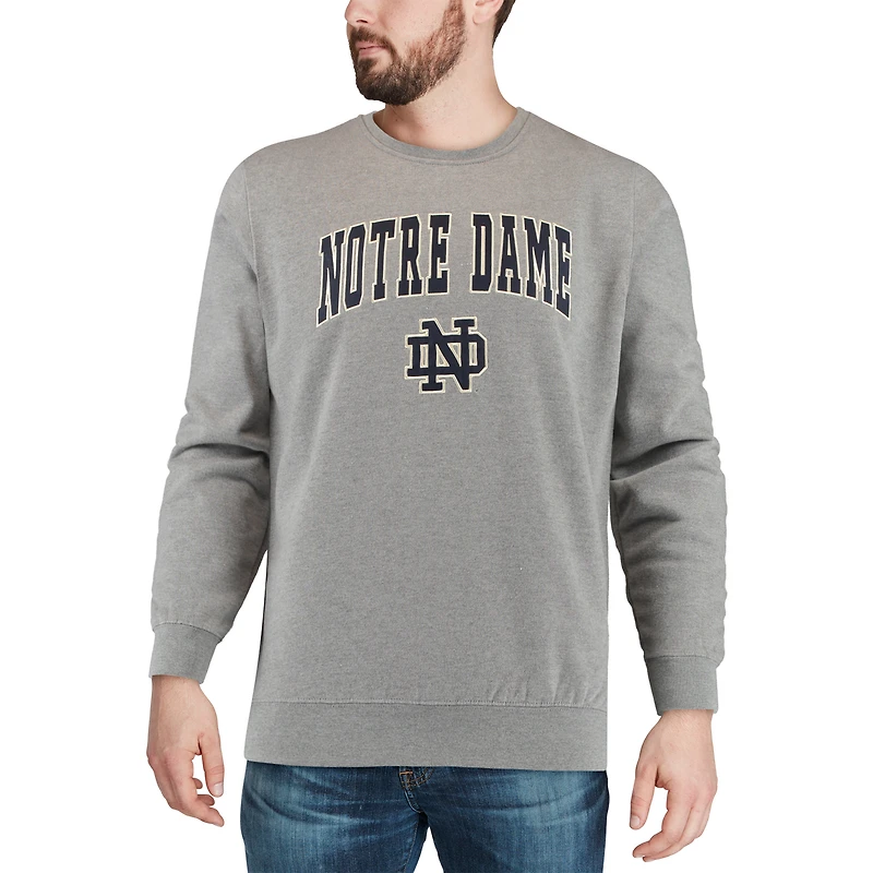 Colosseum Gris chiné Notre Dame Fighting Irish Arch & Logo Crew Neck Sweat-shirt pour homme
