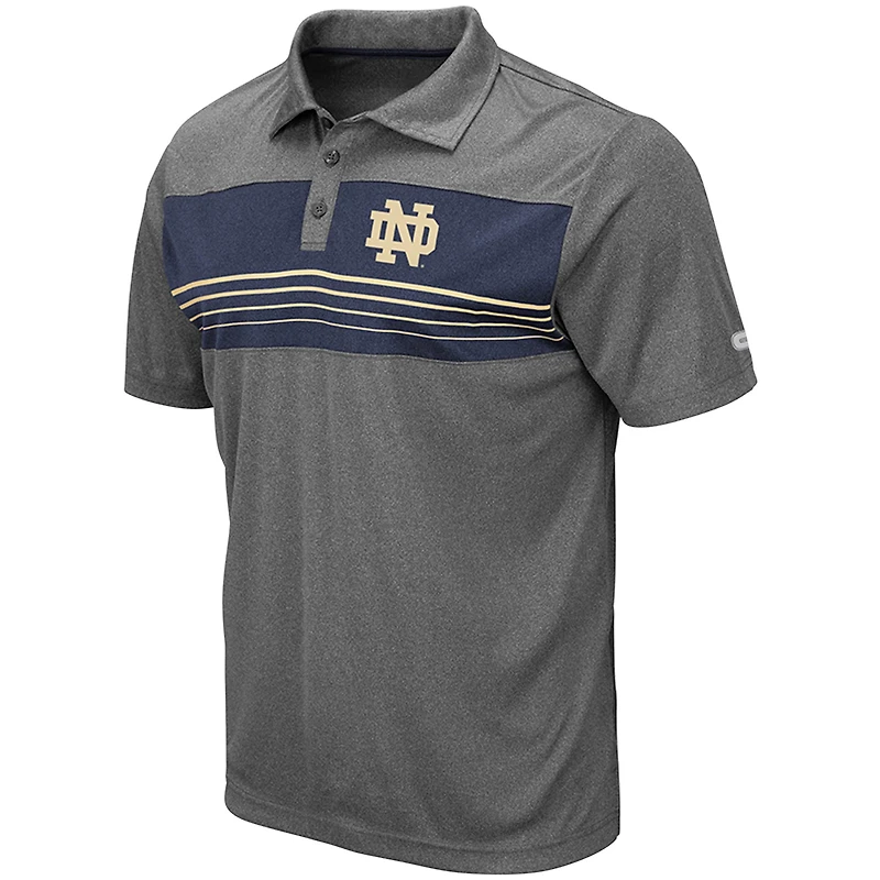 Men's Colosseum Heathered Charcoal Notre Dame Fighting Irish Team Smithers Polo