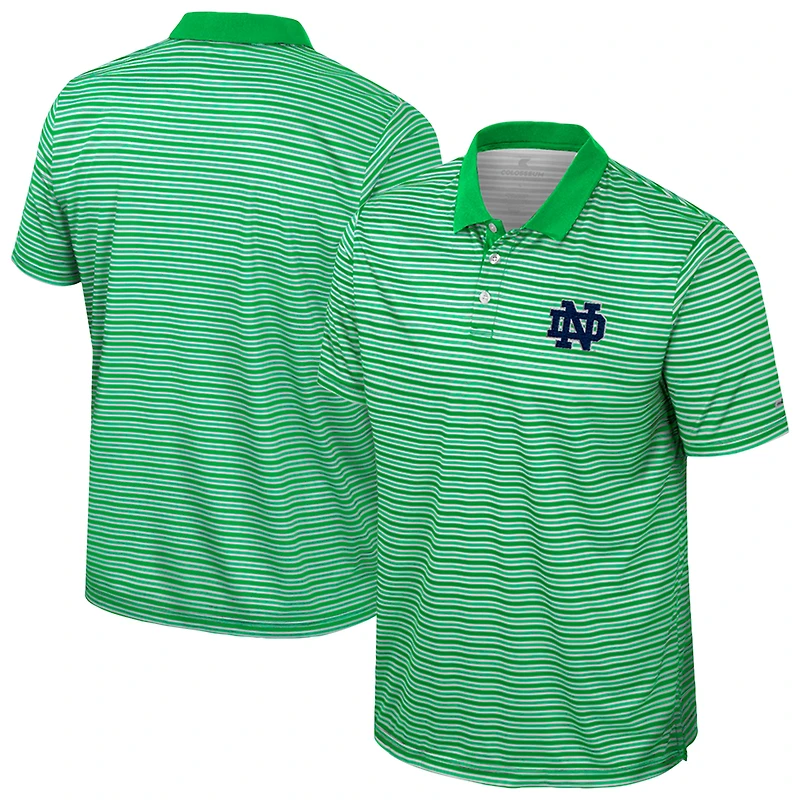 Men's Colosseum Kelly Green Notre Dame Fighting Irish Striped Polo