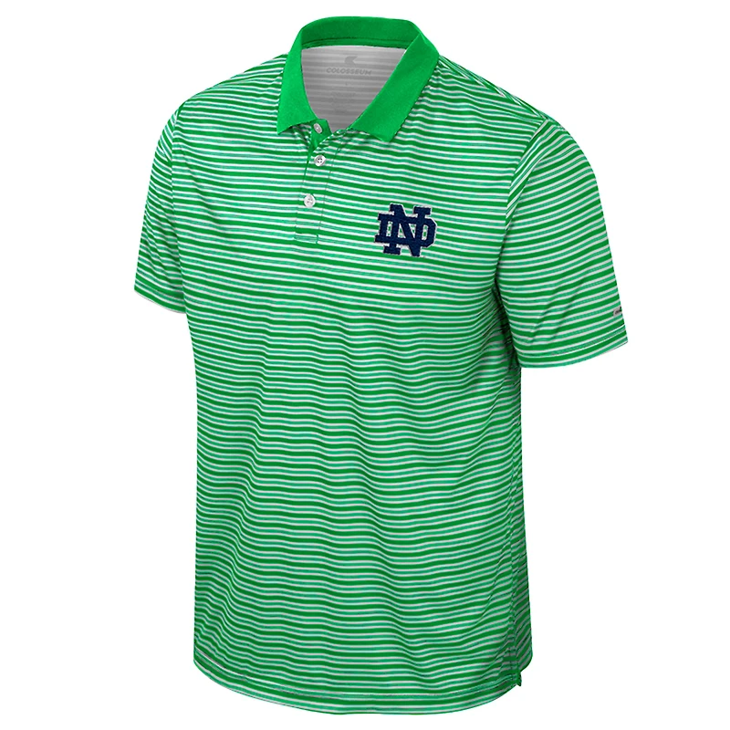 Men's Colosseum Kelly Green Notre Dame Fighting Irish Striped Polo