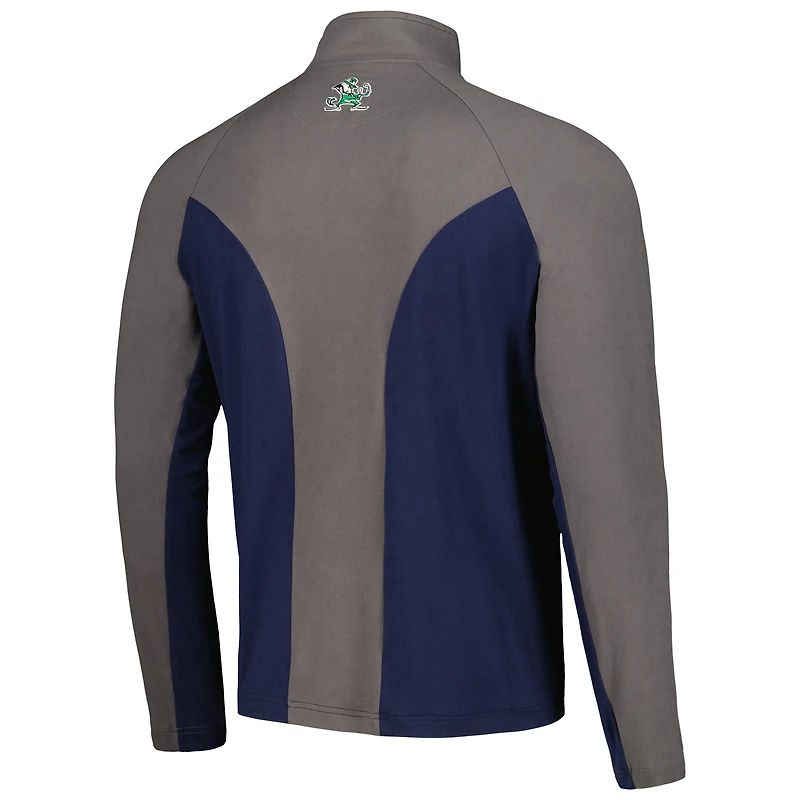 Men's Colosseum Navy/Charcoal Notre Dame Fighting Irish Two Yutes Raglan Quarter-Zip Windshirt