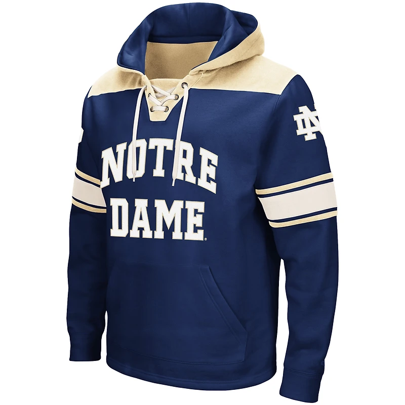 Men's Colosseum Navy Notre Dame Fighting Irish 2.0 Lace-Up Pullover Hoodie