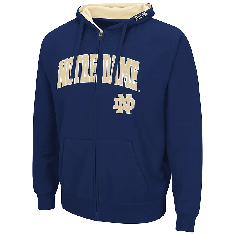 Men's Colosseum Navy Notre Dame Fighting Irish Arch & Logo 3.0 Full-Zip Hoodie