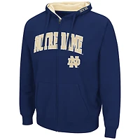 Men's Colosseum Navy Notre Dame Fighting Irish Arch & Logo 3.0 Full-Zip Hoodie
