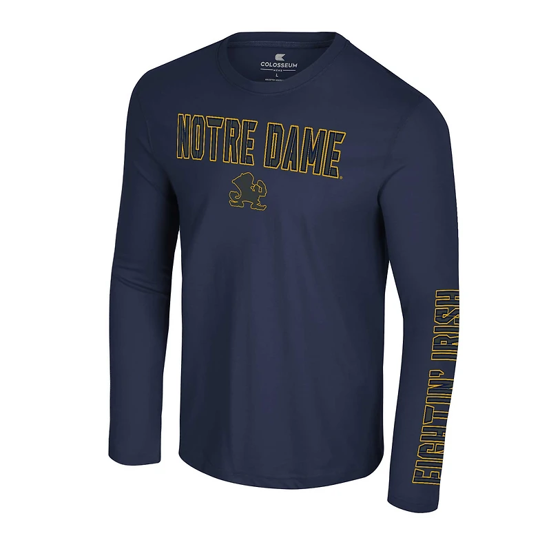 T-shirt à manches longues Colosseum Navy Notre Dame Fighting Irish Color Pop Active Blend pour hommes