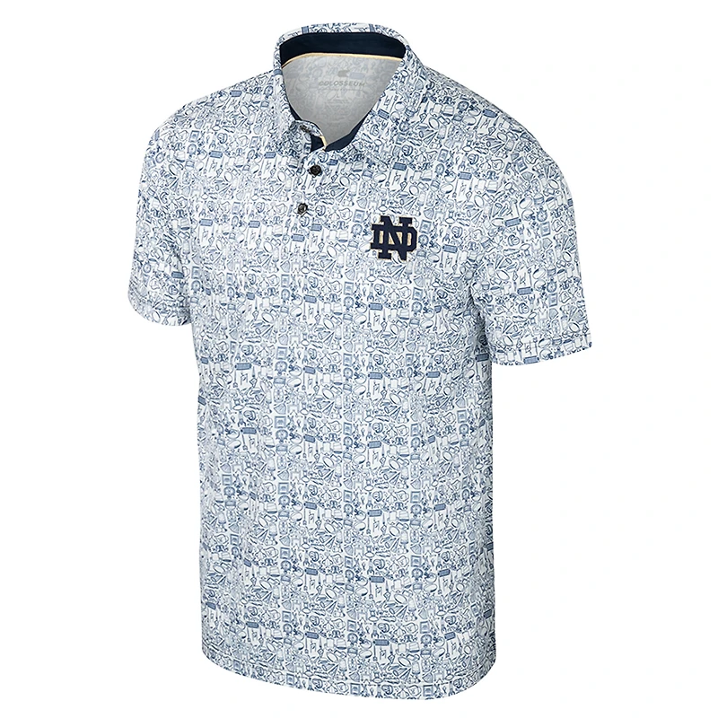 Men's Colosseum  Navy Notre Dame Fighting Irish It's Time! All Over Print Polo