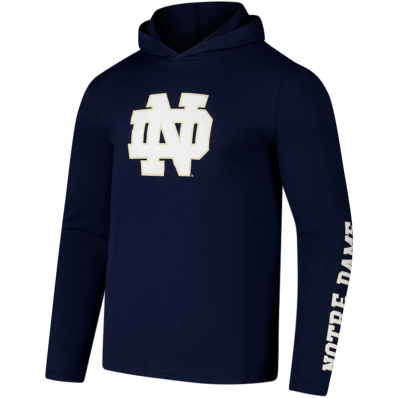 Colosseum Navy Notre Dame Fighting Irish Logo Lockup Active Blend T-shirt à capuche manches longues pour hommes