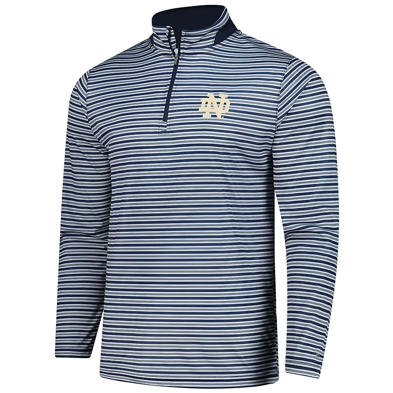 Men's Colosseum Navy Notre Dame Fighting Irish Striped Quarter-Zip Top