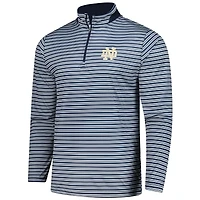 Men's Colosseum Navy Notre Dame Fighting Irish Striped Quarter-Zip Top