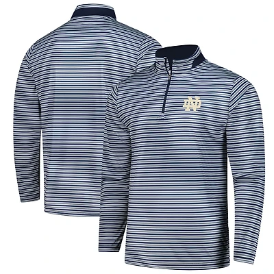 Men's Colosseum Navy Notre Dame Fighting Irish Striped Quarter-Zip Top