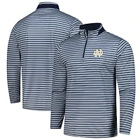Men's Colosseum Navy Notre Dame Fighting Irish Striped Quarter-Zip Top