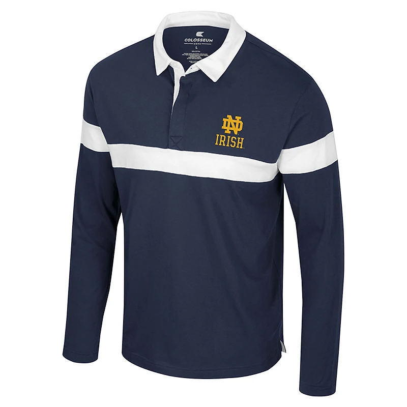 Men's Colosseum  Navy Notre Dame Fighting Irish Too Cool For School Long Sleeve Polo