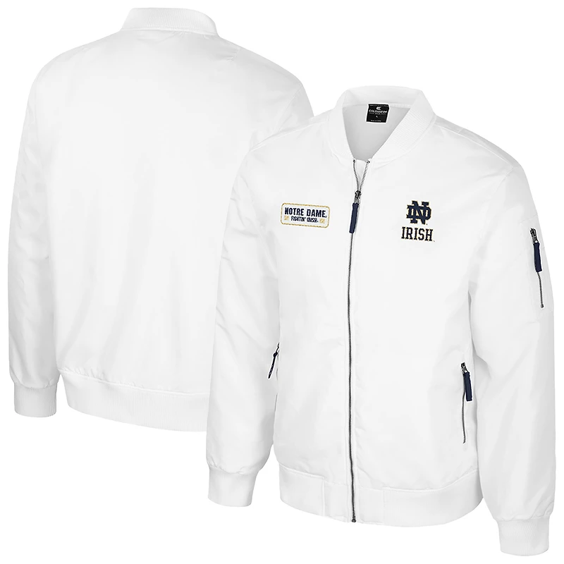 Blouson aviateur entièrement zippé Colosseum Notre Dame Fighting Irish White Rabbit pour homme