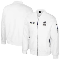 Blouson aviateur entièrement zippé Colosseum Notre Dame Fighting Irish White Rabbit pour homme