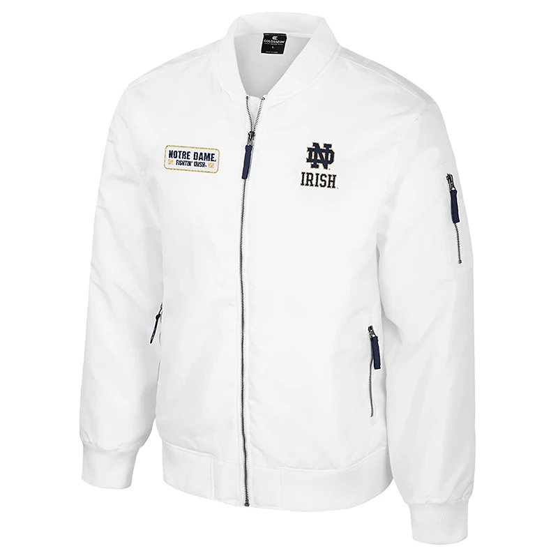 Blouson aviateur entièrement zippé Colosseum Notre Dame Fighting Irish White Rabbit pour homme