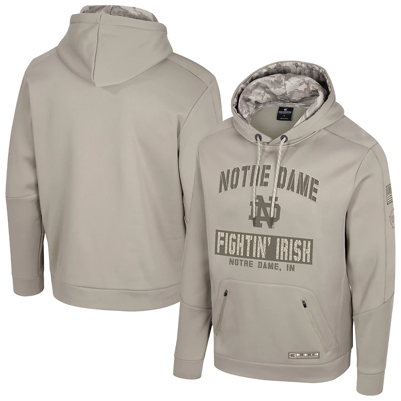 Men's Colosseum Oatmeal Notre Dame Fighting Irish Big & Tall Operation Hat Trick Battalion Hoodie Sweatshirt