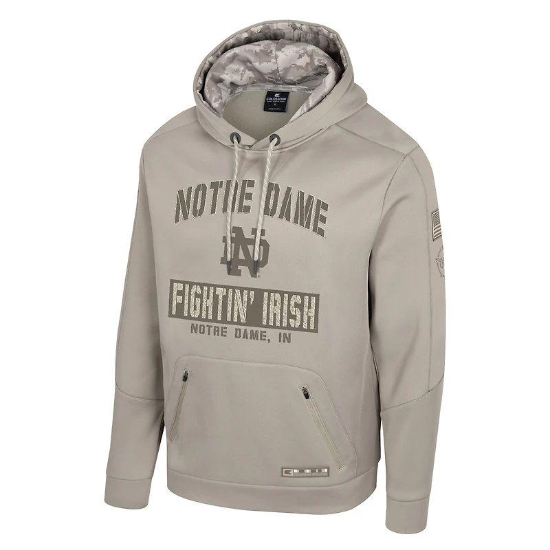 Men's Colosseum Oatmeal Notre Dame Fighting Irish Big & Tall Operation Hat Trick Battalion Hoodie Sweatshirt