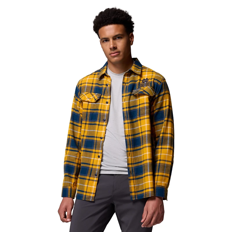 Chemise boutonnée à manches longues en flanelle Omni-Wick pour homme Columbia Gold Notre Dame Fighting Irish
