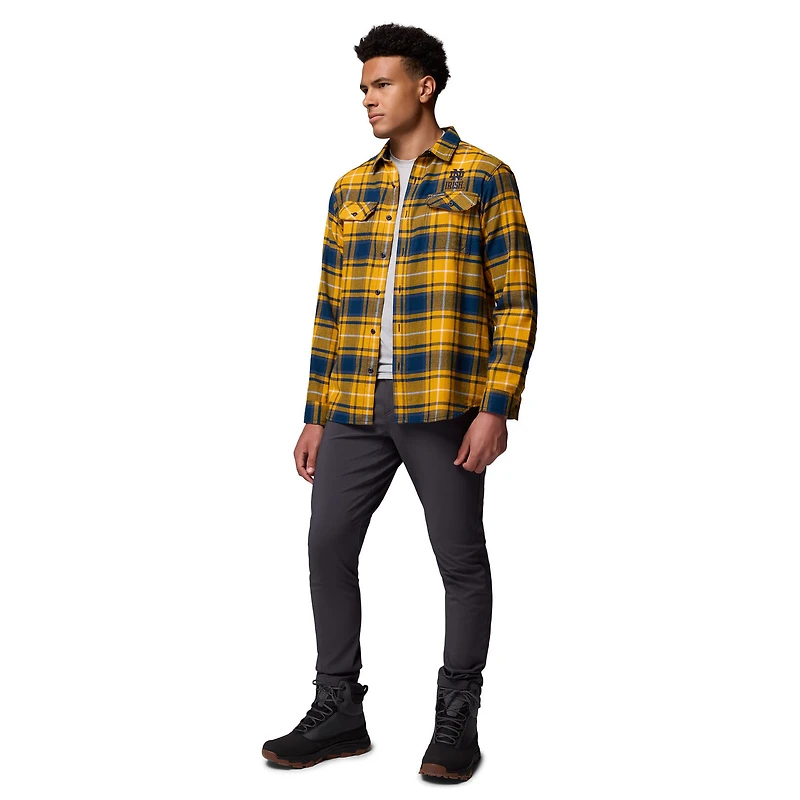 Chemise boutonnée à manches longues en flanelle Omni-Wick pour homme Columbia Gold Notre Dame Fighting Irish