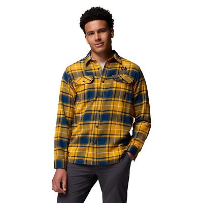 Chemise boutonnée à manches longues en flanelle Omni-Wick pour homme Columbia Gold Notre Dame Fighting Irish