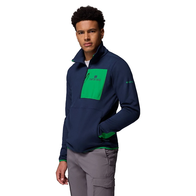 Pull-over demi-zippé Omni-Wick bleu marine Columbia Notre Dame Fighting Irish Hike pour homme