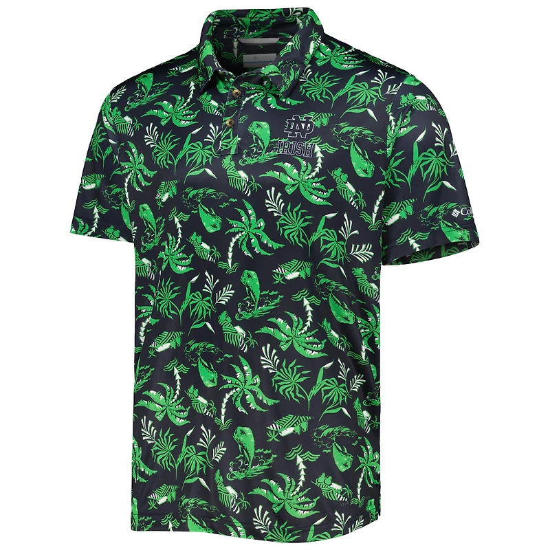 Men's Columbia Navy Notre Dame Fighting Irish Super Terminal Tackle Omni-Shade Polo