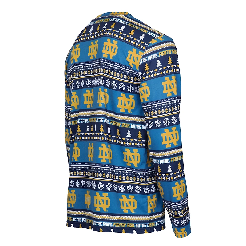 Ensemble de nuit pour homme Concepts Sport Navy Notre Dame Fighting Irish Swivel avec t-shirt à manches longues et pantalon