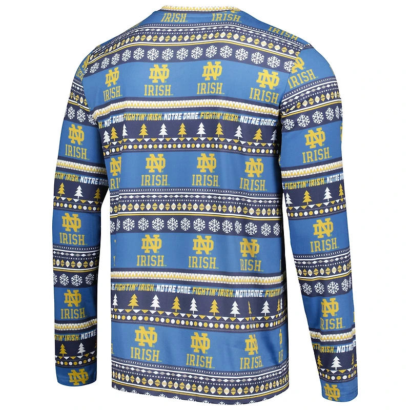 Concepts Sport pour homme Bleu marine Notre Dame Fighting Irish Ugly Pull en tricot à manches longues Ensemble haut et pantalon