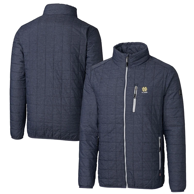 Men's Cutter & Buck  Anthracite Notre Dame Fighting Irish Alumni Logo Rainier PrimaLoft Eco Insulated Full-Zip Puffer Vest