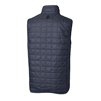 Doudoune sans manches zippée et isolée Rainier PrimaLoft Eco, coloris anthracite, Cutter & Buck, logo des anciens élèves de Notre Dame Fighting Irish.