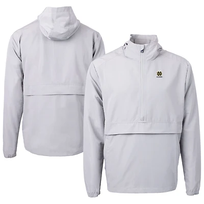 Veste anorak demi-zippée en tricot recyclé écologique avec logo Charter des anciens élèves Fighting Irish de Notre Dame pour homme, Cutter & Buck, grise