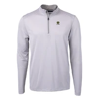 Men's Cutter & Buck  Gray Notre Dame Fighting Irish Alumni Logo DryTec Virtue Eco Pique Micro Stripe Recycled Quarter-Zip Pullover Top