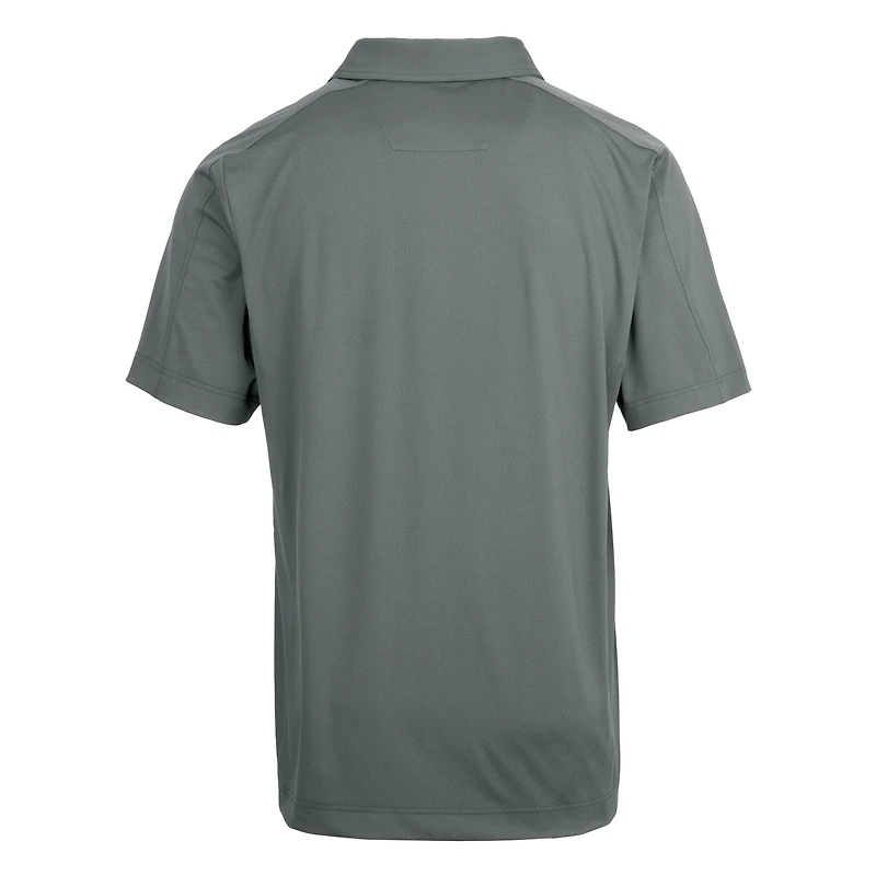 Polo texturé stretch Cutter & Buck gris pour homme, logo des anciens élèves Fighting Irish de Notre Dame