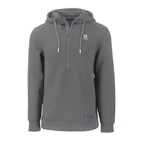 Sweat à capuche zippé demi-zip Cutter & Buck gris pour homme, logo des anciens élèves Fighting Irish de Notre Dame, en tissu recyclé écologique.