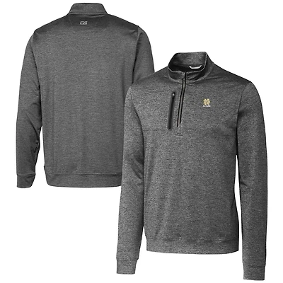 Pull gris chiné à fermeture éclair quart de tour pour homme, avec logo des anciens combattants Fighting Irish Notre Dame, Cutter & Buck
