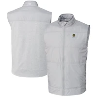 Men's Cutter & Buck  Navy Notre Dame Fighting Irish Alumni Logo Stealth Hybrid Quilted Windbreaker Full-Zip Vest