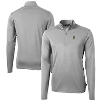Pull zippé en piqué écologique recyclé pour homme, gris, avec logo des anciens élèves Fighting Irish de Notre Dame, Cutter & Buck