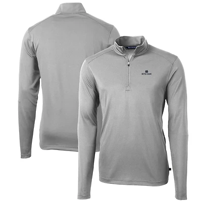 Pull-over à col zippé Cutter & Buck Gray Notre Dame Fighting Irish pour homme, grandes tailles, en piqué écologique recyclé Virtue.