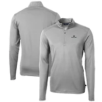 Pull-over à col zippé Cutter & Buck Gray Notre Dame Fighting Irish pour homme, grandes tailles, en piqué écologique recyclé Virtue.