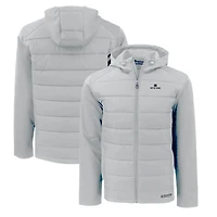 Men's Cutter & Buck Gray Notre Dame Fighting Irish Evoke Hybrid Eco Softshell Recycled Full-Zip Hoodie Jacket