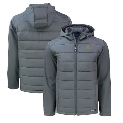 Men's Cutter & Buck  Gray Notre Dame Fighting Irish Evoke Hybrid Eco Softshell Recycled Full-Zip Hoodie Jacket