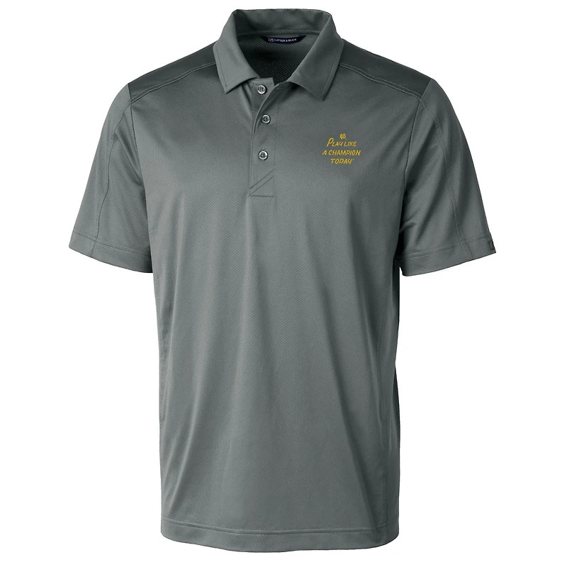 Polo homme Cutter & Buck gris Notre Dame Fighting Irish Jouez comme un champion aujourd'hui Prospect Eco Textured Stretch Recycled DryTec