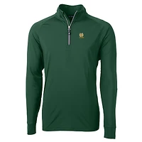 Pull-over Cutter & Buck vert pour homme, logo des anciens élèves Fighting Irish de Notre Dame, en maille écologique extensible recyclée avec fermeture éclair au quart.