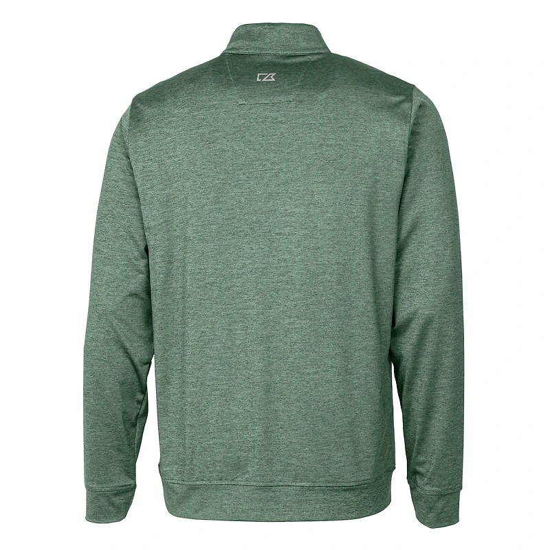 Men's Cutter & Buck  Green Notre Dame Fighting Irish Alumni Logo Stealth Heathered Quarter-Zip Pullover Top