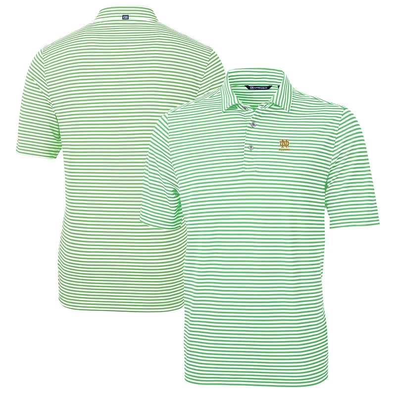 Men's Cutter & Buck Green Notre Dame Fighting Irish Alumni Logo Virtue Eco Pique Stripe Recycled Polo