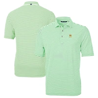 Men's Cutter & Buck  Green Notre Dame Fighting Irish Alumni Logo Virtue Eco Pique Stripe Recycled Polo