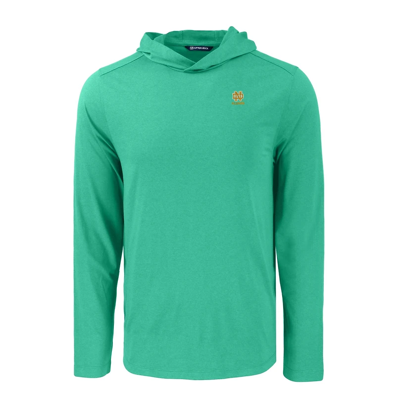 T-shirt à capuche manches longues Cutter & Buck Green Notre Dame Fighting Irish Coastline Epic Comfort Eco Recycled pour homme