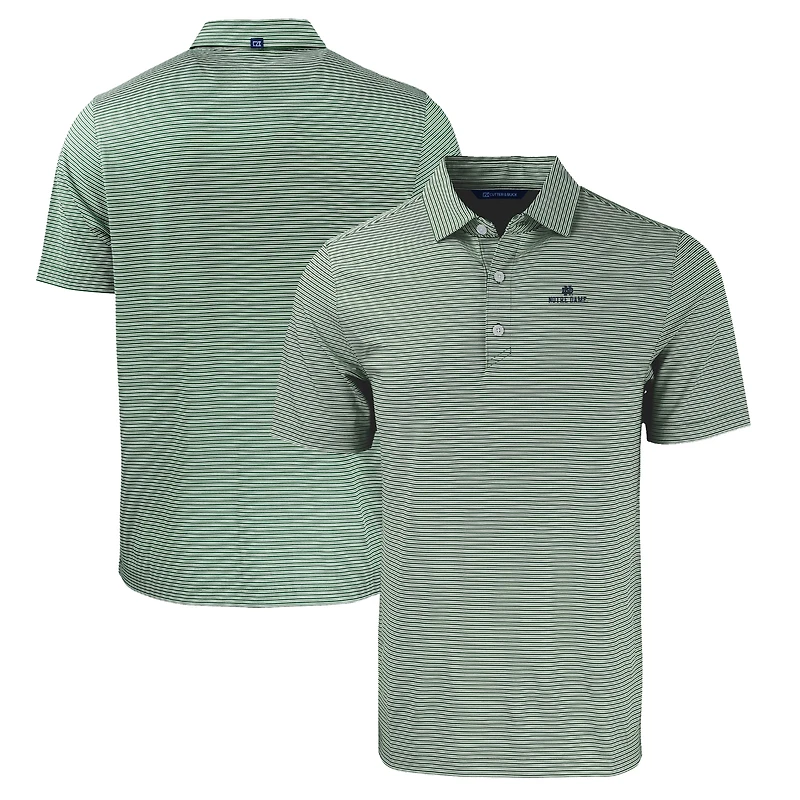 Men's Cutter & Buck Green Notre Dame Fighting Irish Forge Eco Double Stripe Stretch Recycled Polo