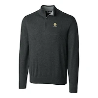 Men's Cutter & Buck  Heather Charcoal Notre Dame Fighting Irish Alumni Logo Lakemont Tri-Blend Quarter-Zip Pullover Sweater